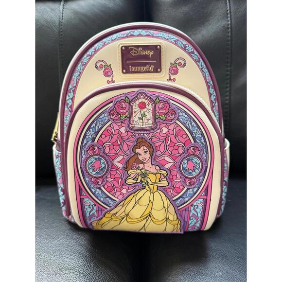 Loungefly Disney Beauty and the Beast Belle Stained Glass Portrait Backpack NWT - Picture 5 of 6